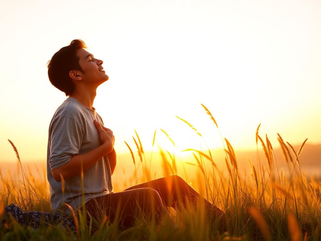 Sitting quietly in tall grass, breathing with the evening light